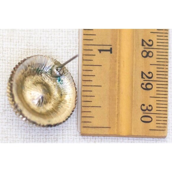 Vintage Feminine Round Rhinestone Stud Earrings - AA1 - Picture 2 of 2